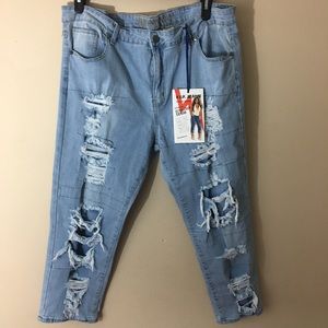 VIP Plus Size Ultra Crop Jeans Destroyed SZ 23/24